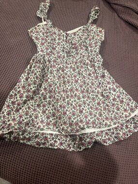 Betsey Johnson Floral Summer Milkmaid Sundress with Pink Rose Print